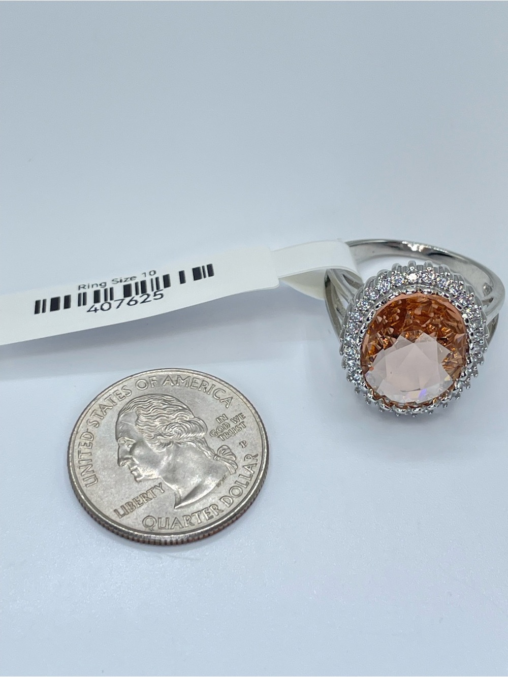 Swarovski Crystal Elements Champagne Swarovski Crystal Halo Ring Sz 10 - Picture 7 of 12